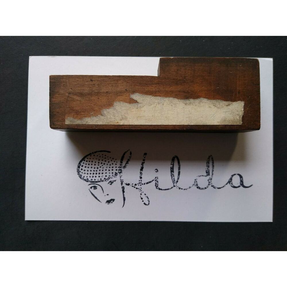 Hilda Printer Block Ink Stamp Letter Press Vintage Atlantic City Ladies Face - Picture 7 of 8